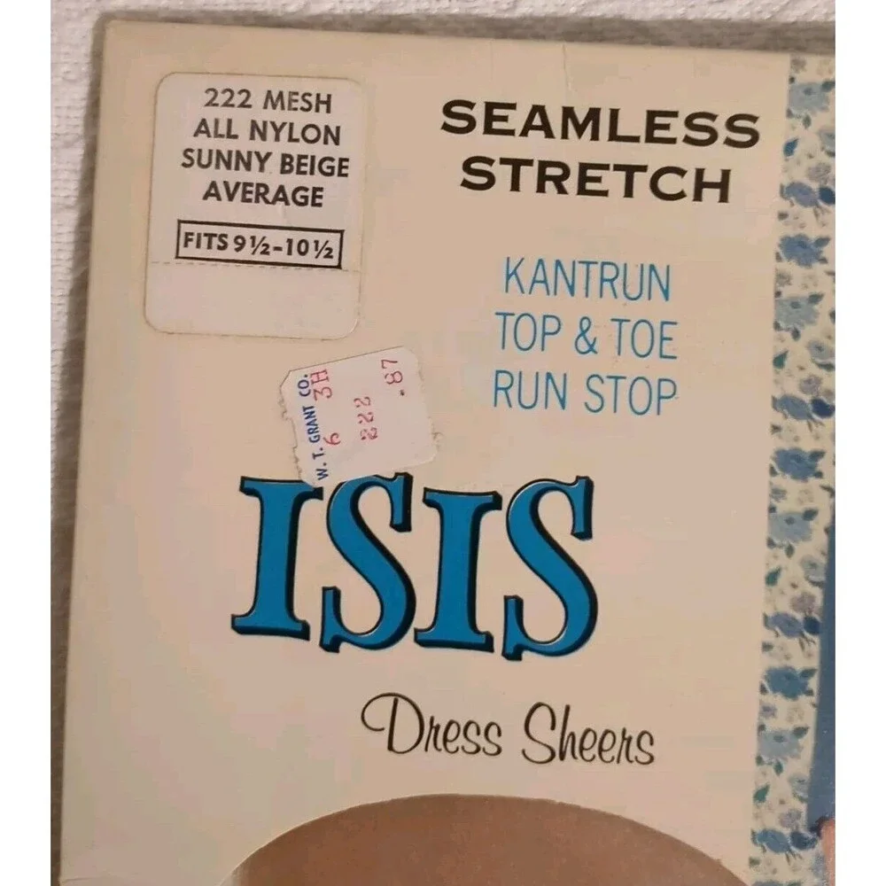 Vintage 222 Mesh 9 1/2 - 10 1/2 ISIS Nylon Stockings 1 Pair Hosiery New Beige
